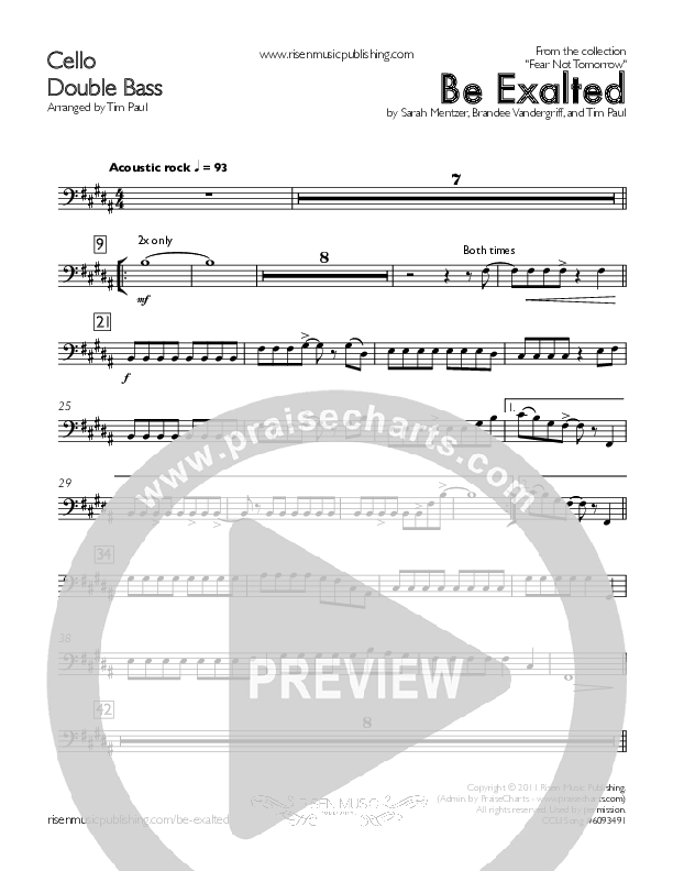 Fear Not Tomorrow Collection Cello/Bass (Concord Worship)