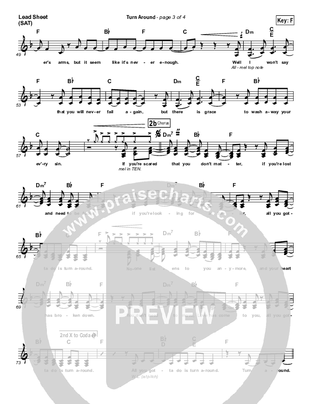 Turn Around Lead Sheet (Matt Maher)