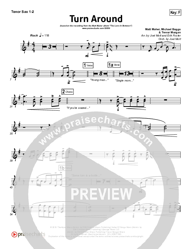 Turn Around Tenor Sax 1/2 (Matt Maher)
