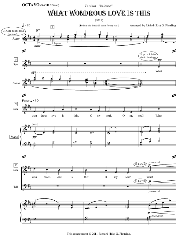 What Wondrous Love Is This Piano/Vocal (Ric Flauding)