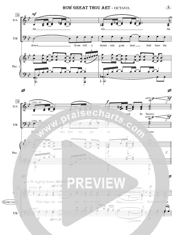 How Great Thou Art Piano/Vocal (SATB) (Ric Flauding)
