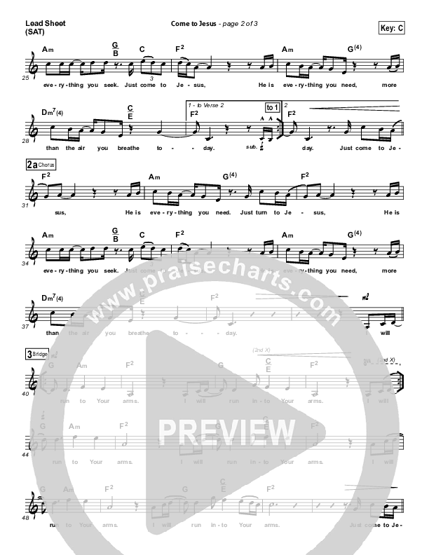 Come To Jesus Lead Sheet (Planetshakers)