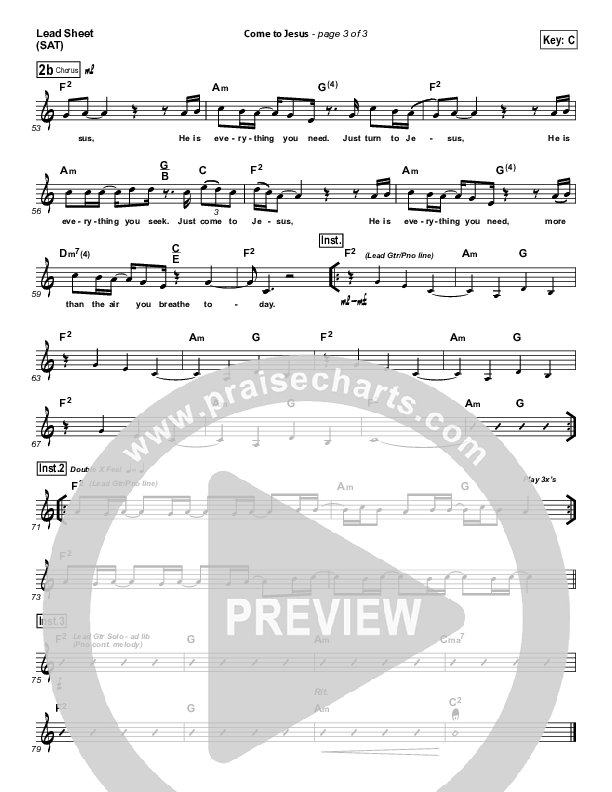 Come To Jesus Lead Sheet (Planetshakers)