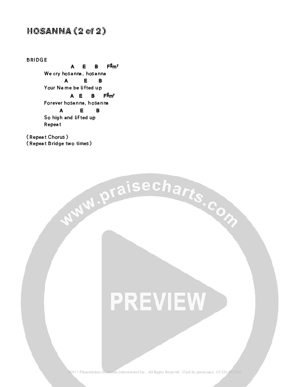 Hosanna Chords & Lyrics (Planetshakers)