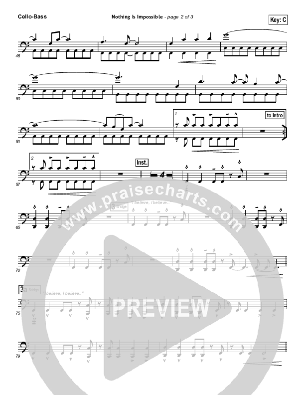 Nothing Is Impossible Cello/Bass (Planetshakers)