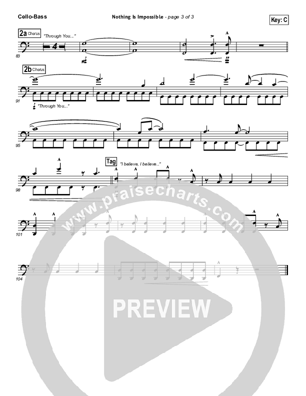 Nothing Is Impossible Cello/Bass (Planetshakers)