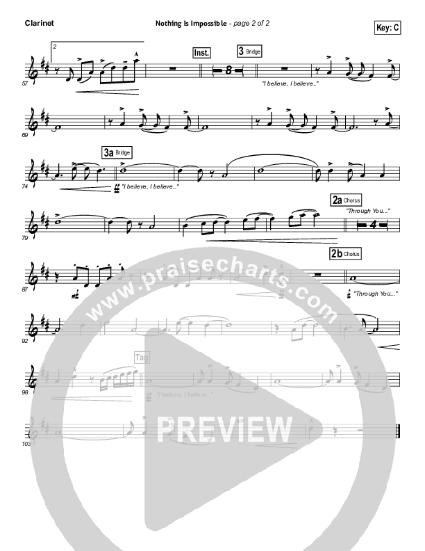 Nothing Is Impossible Clarinet (Planetshakers)