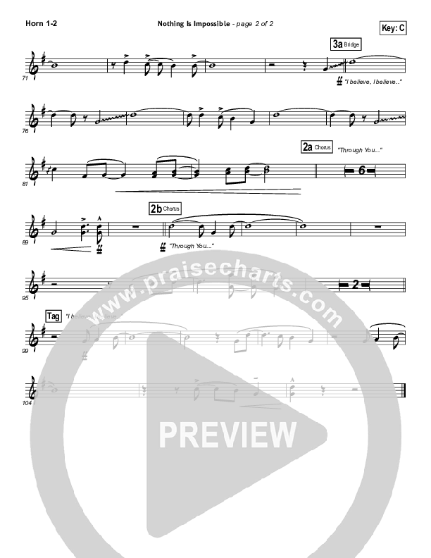 Nothing Is Impossible French Horn 1/2 (Planetshakers)