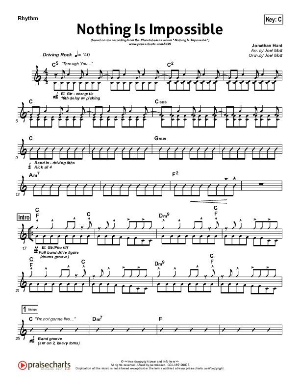 Nothing Is Impossible Rhythm Chart (Planetshakers)