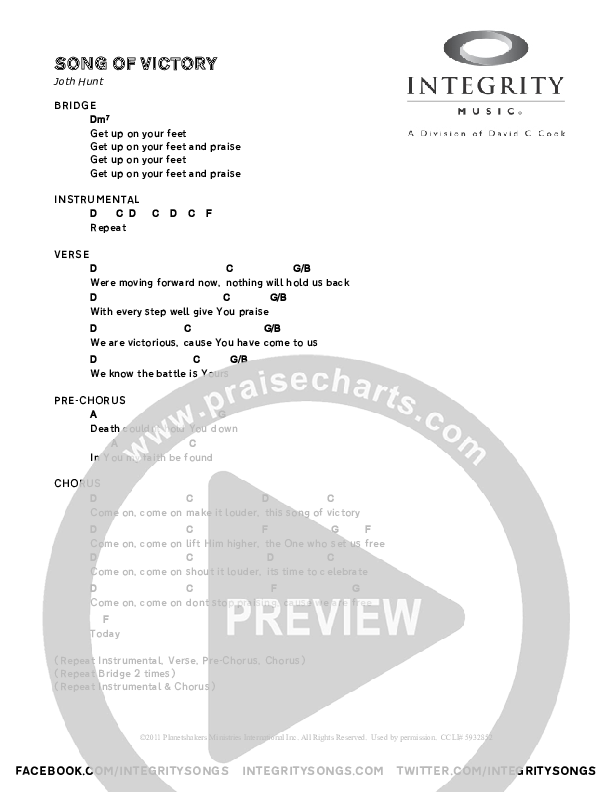 Song Of Victory Chords & Lyrics (Planetshakers)