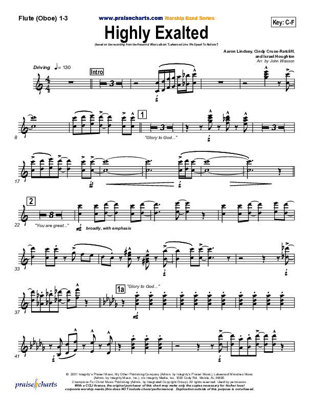 Highly Exalted Flute/Oboe 1/2/3 (Lakewood Church)