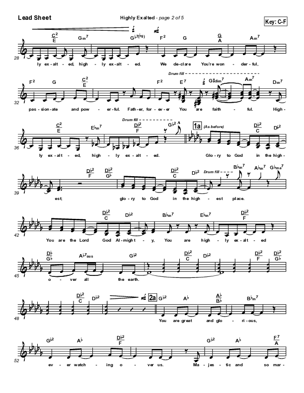 Highly Exalted Lead Sheet (Lakewood Church)