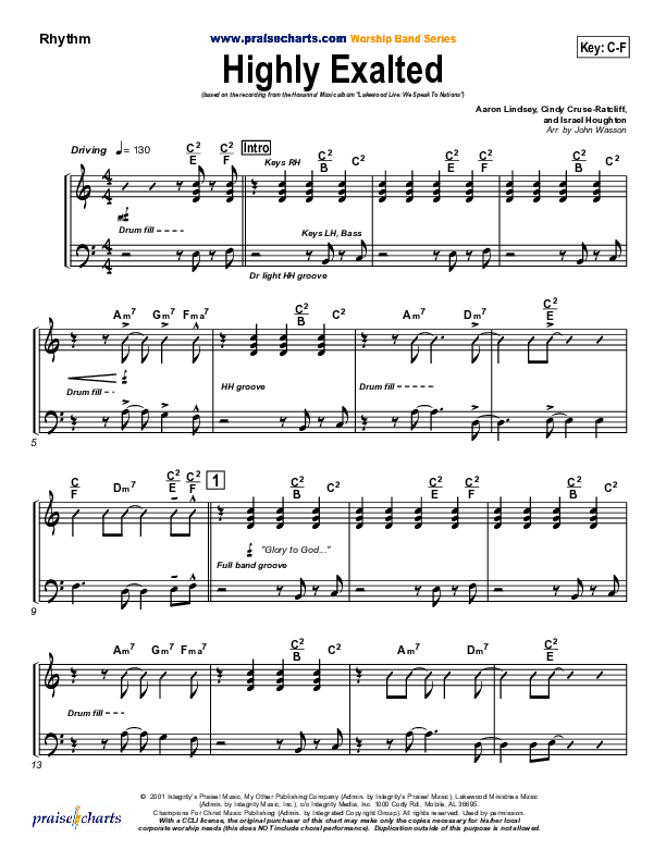 Highly Exalted Rhythm Chart (Lakewood Church)