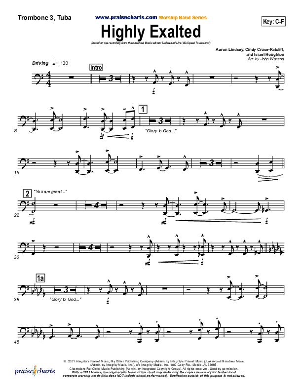 Highly Exalted Trombone 3/Tuba (Lakewood Church)