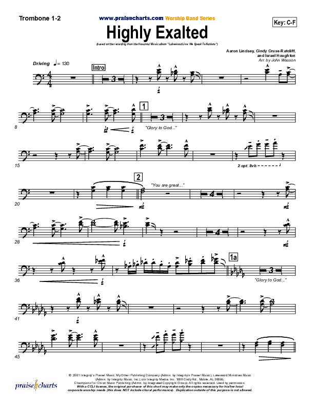 Highly Exalted Trombone 1/2 (Lakewood Church)