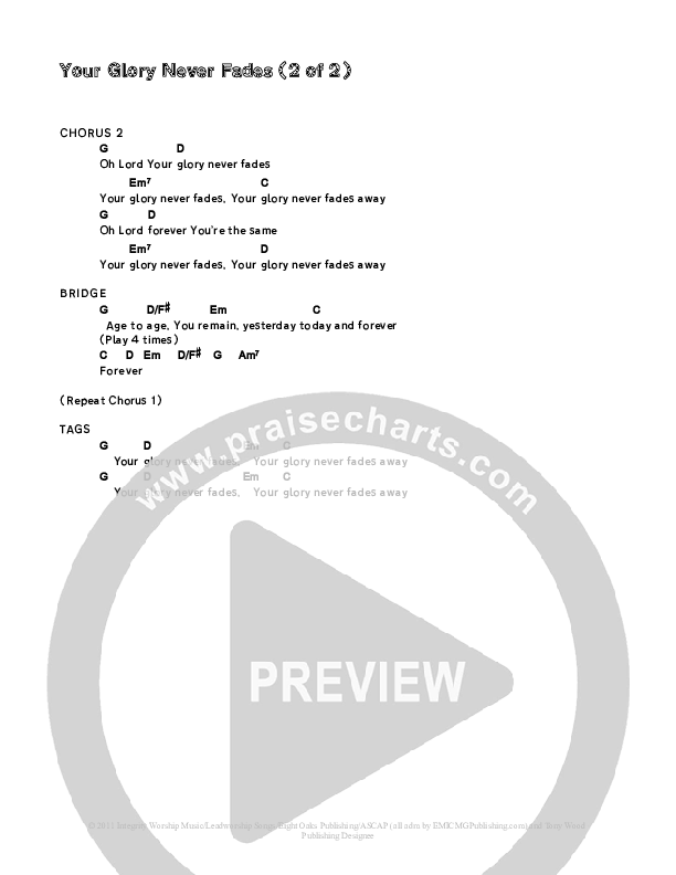 Your Glory Never Fades Chords & Lyrics (Brothers McClurg)