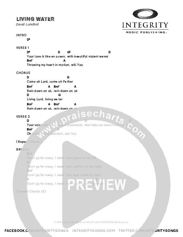 Living Water Chord Chart (Brothers McClurg)