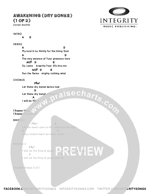 Awakening (Dry Bones) Chords & Lyrics (Daniel Bashta)