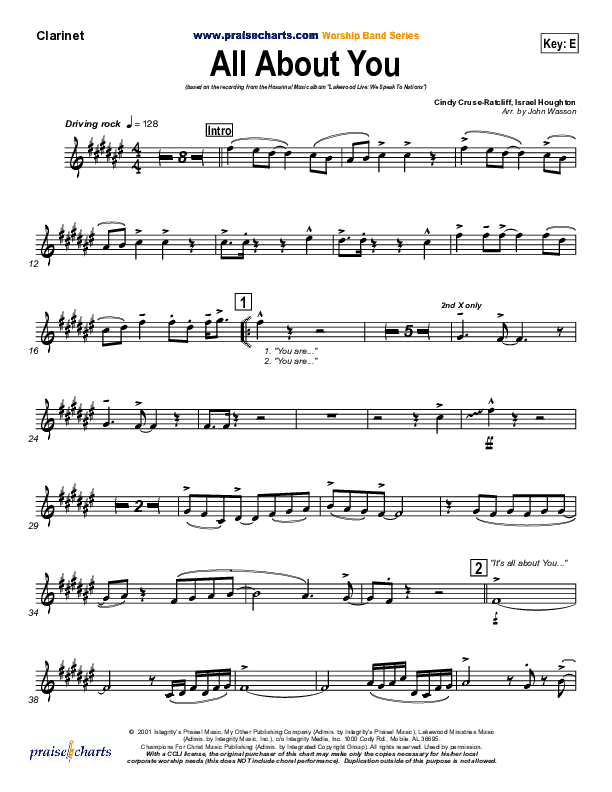 All About You Clarinet (Lakewood Church)