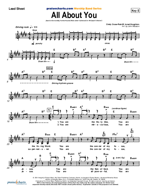 All About You Lead Sheet (Lakewood Church)