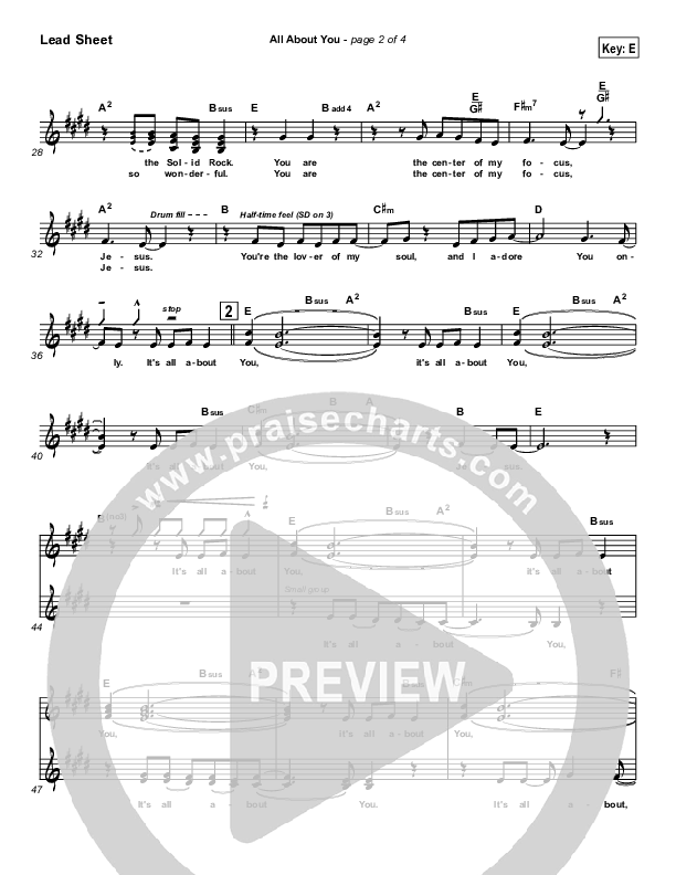 All About You Lead Sheet (Lakewood Church)