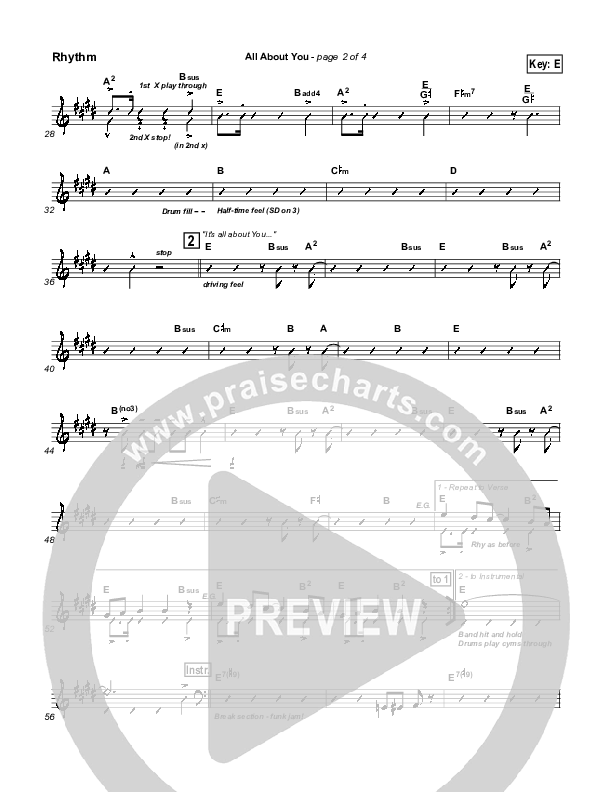 All About You Rhythm Chart (Lakewood Church)