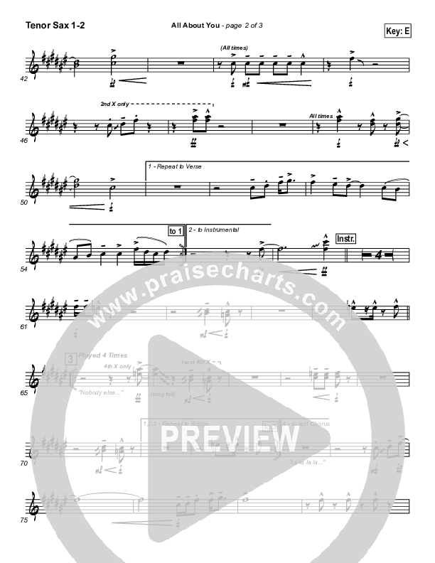 All About You Tenor Sax 1/2 (Lakewood Church)