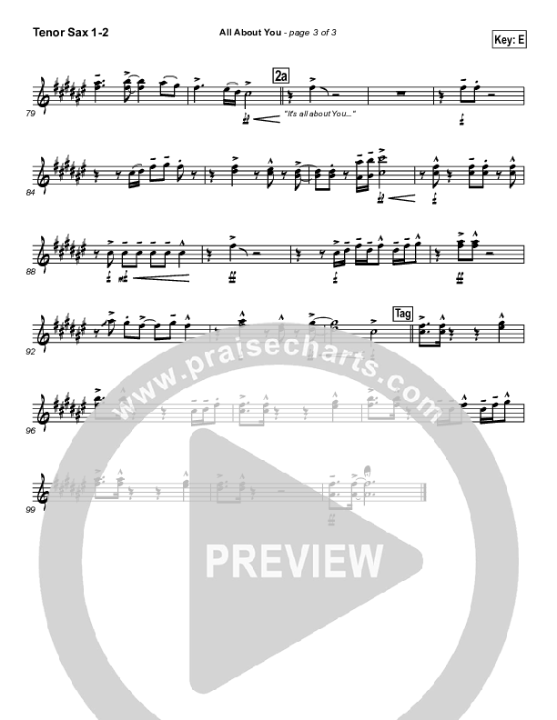 All About You Tenor Sax 1/2 (Lakewood Church)