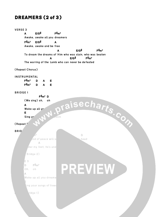 Dreamers Chords (Daniel Bashta) PraiseCharts