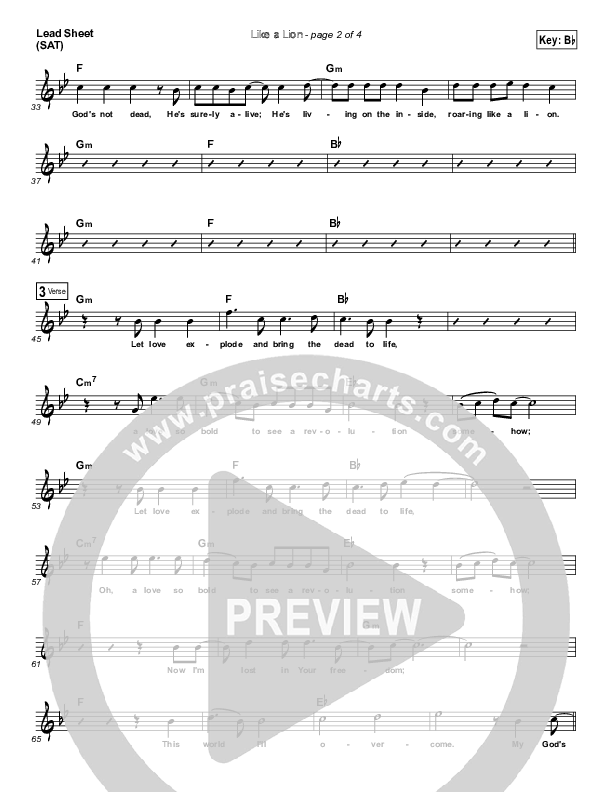 Like A Lion Lead Sheet (Daniel Bashta)