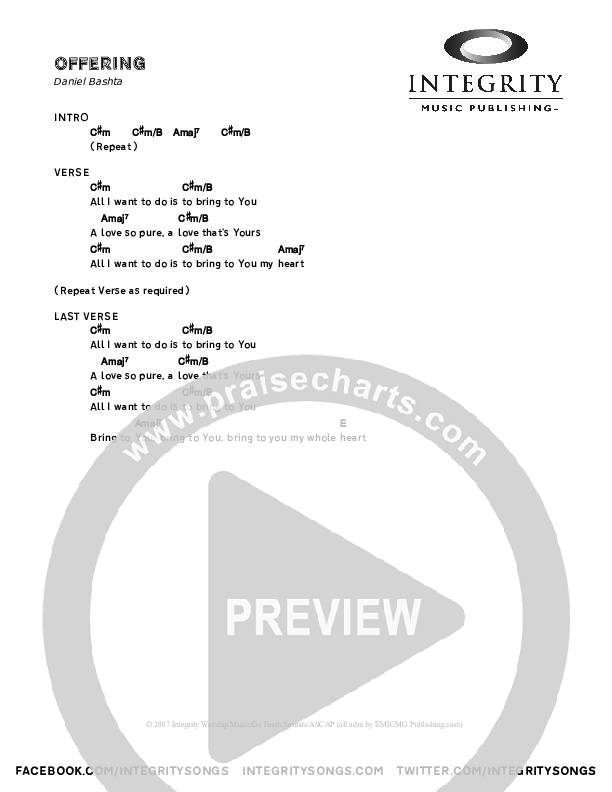 Offering Chords & Lyrics (Daniel Bashta)