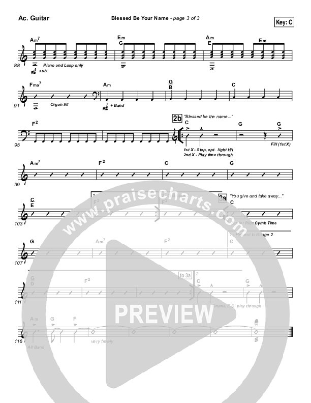 Blessed Be Your Name Acoustic Guitar (Newsong)