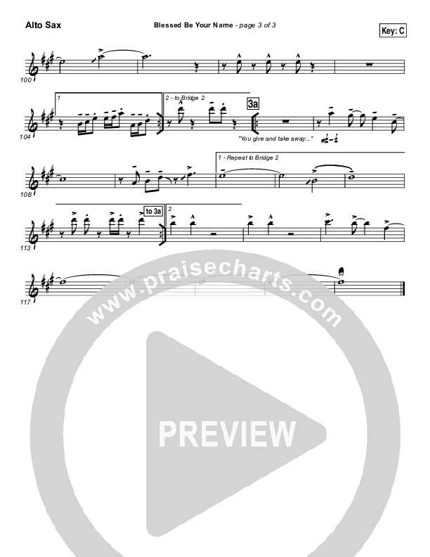 Blessed Be Your Name Alto Sax (Newsong)