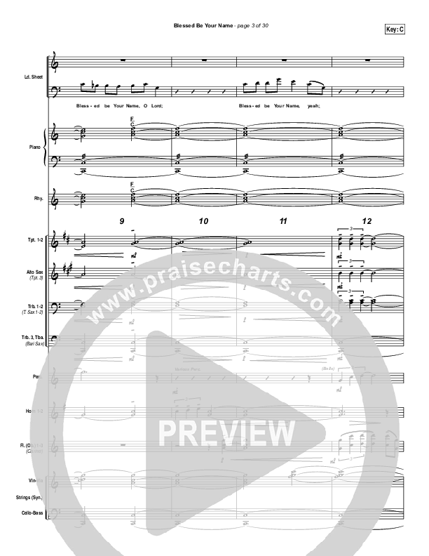 Blessed Be Your Name Conductor's Score (Newsong)