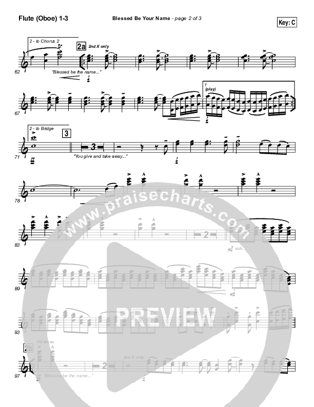 Blessed Be Your Name Flute/Oboe 1/2/3 (Newsong)