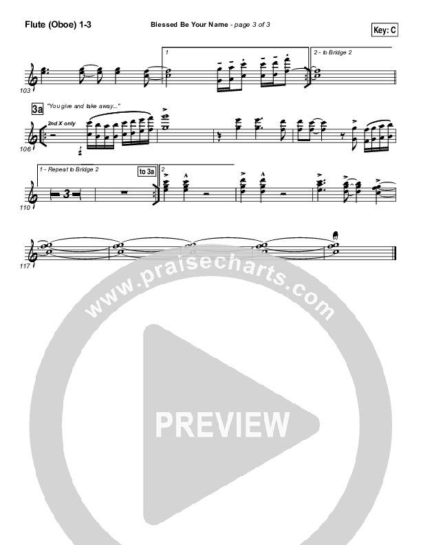 Blessed Be Your Name Flute/Oboe 1/2/3 (Newsong)