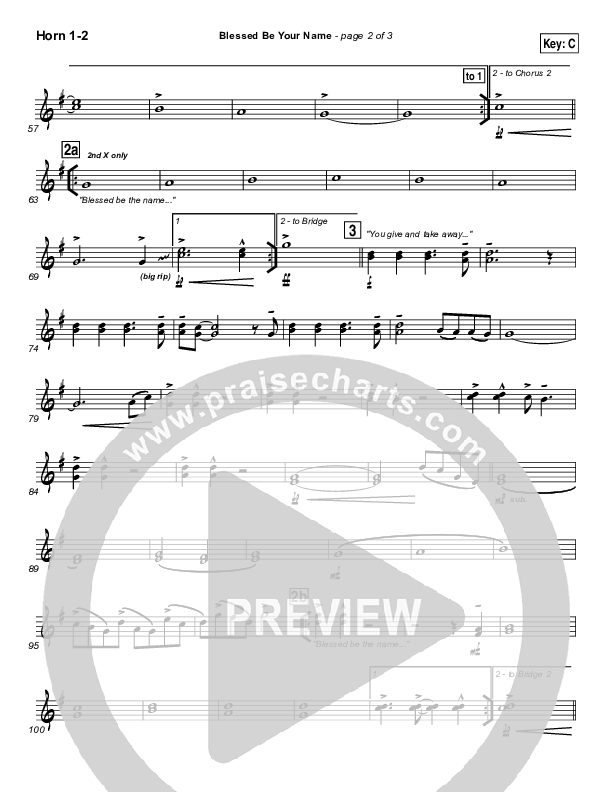 Blessed Be Your Name French Horn 1/2 (Newsong)