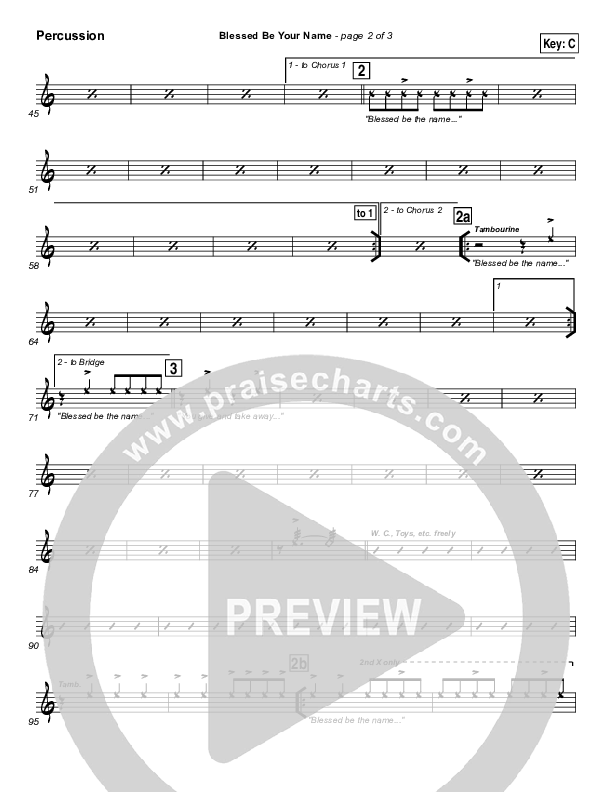 Blessed Be Your Name Percussion (Newsong)