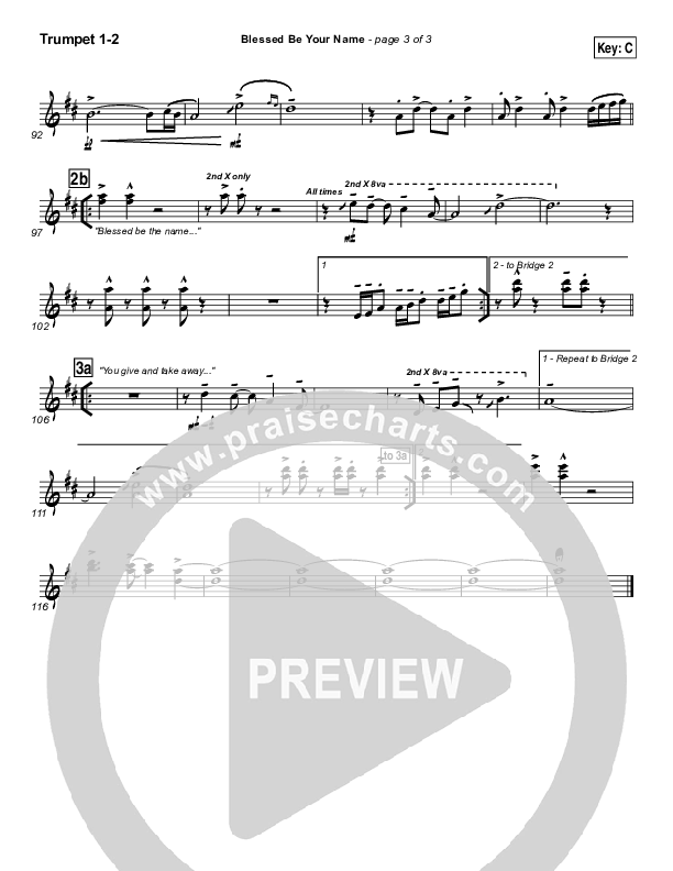 Blessed Be Your Name Trumpet 1,2 (Newsong)