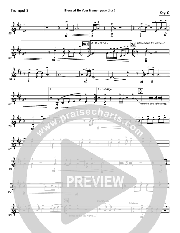 Blessed Be Your Name Trumpet 3 (Newsong)