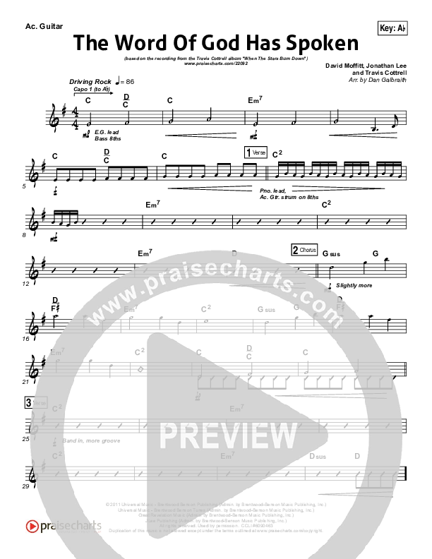 The Word Of God Has Spoken Rhythm Chart (Travis Cottrell)