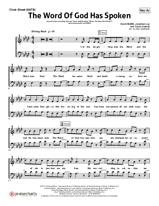 The Word Of God Has Spoken Choir Sheet (SATB) (Travis Cottrell)