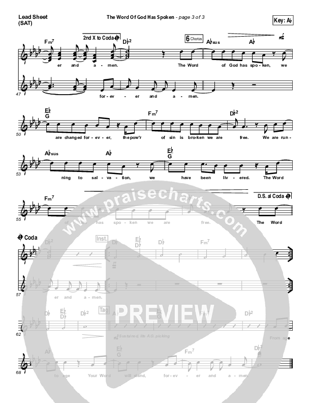 The Word Of God Has Spoken Lead Sheet (SAT) (Travis Cottrell)