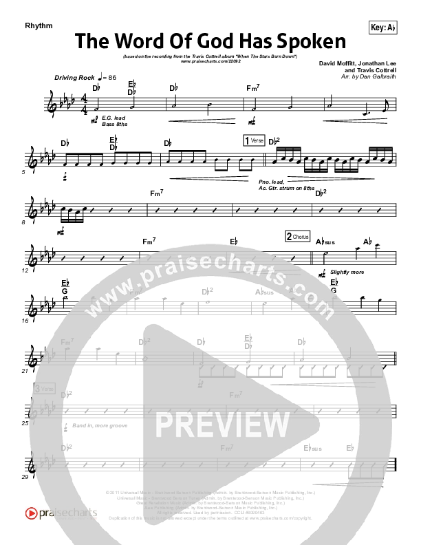 The Word Of God Has Spoken Rhythm Chart (Travis Cottrell)