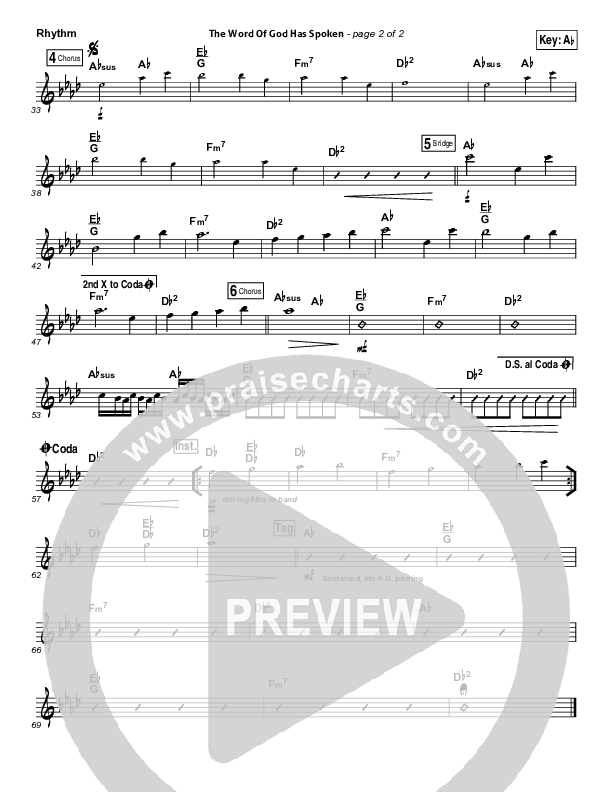 The Word Of God Has Spoken Rhythm Chart (Travis Cottrell)