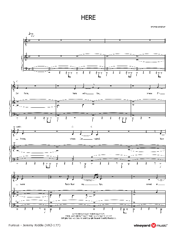 Here Piano Sheet (Jeremy Riddle)