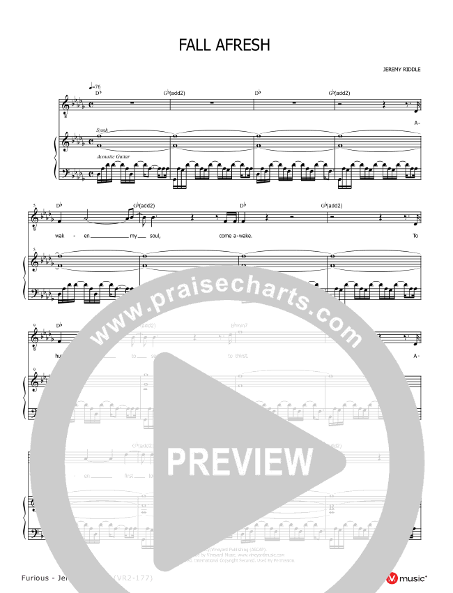 Fall Afresh Sheet Music PDF (Jeremy Riddle) PraiseCharts