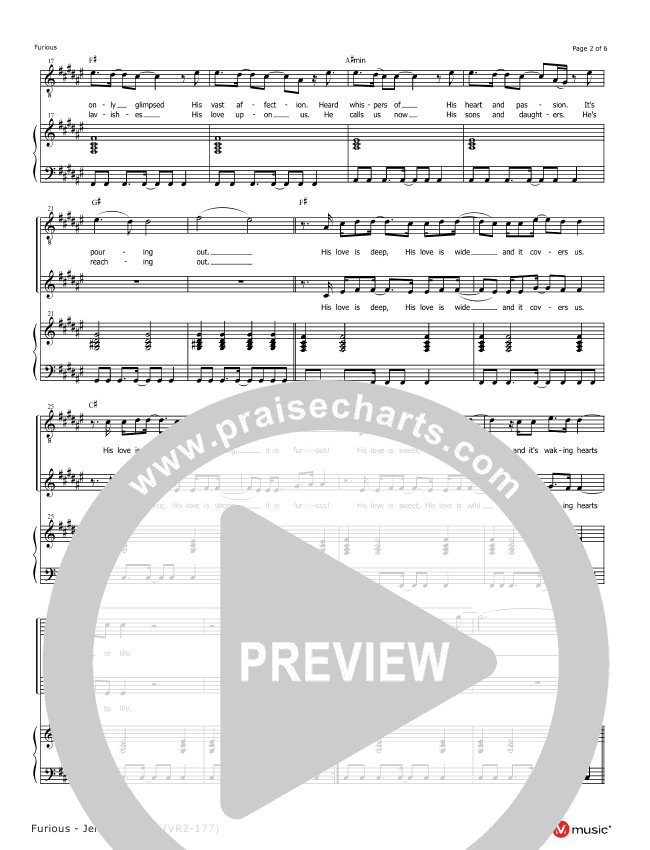 Furious Sheet Music PDF (Jeremy Riddle) PraiseCharts