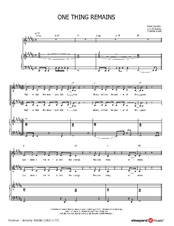 One Thing Remains Piano Sheet (Jeremy Riddle)