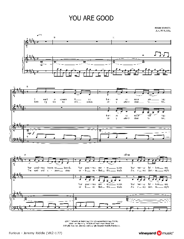 You Are Good Piano Sheet (Jeremy Riddle)